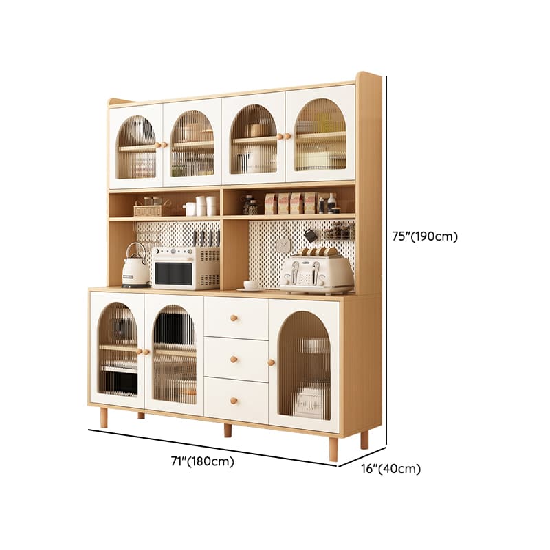 Scandinavian Wood Buffet 3 Cabinet Doors with Glass Interior Shelves - image 32