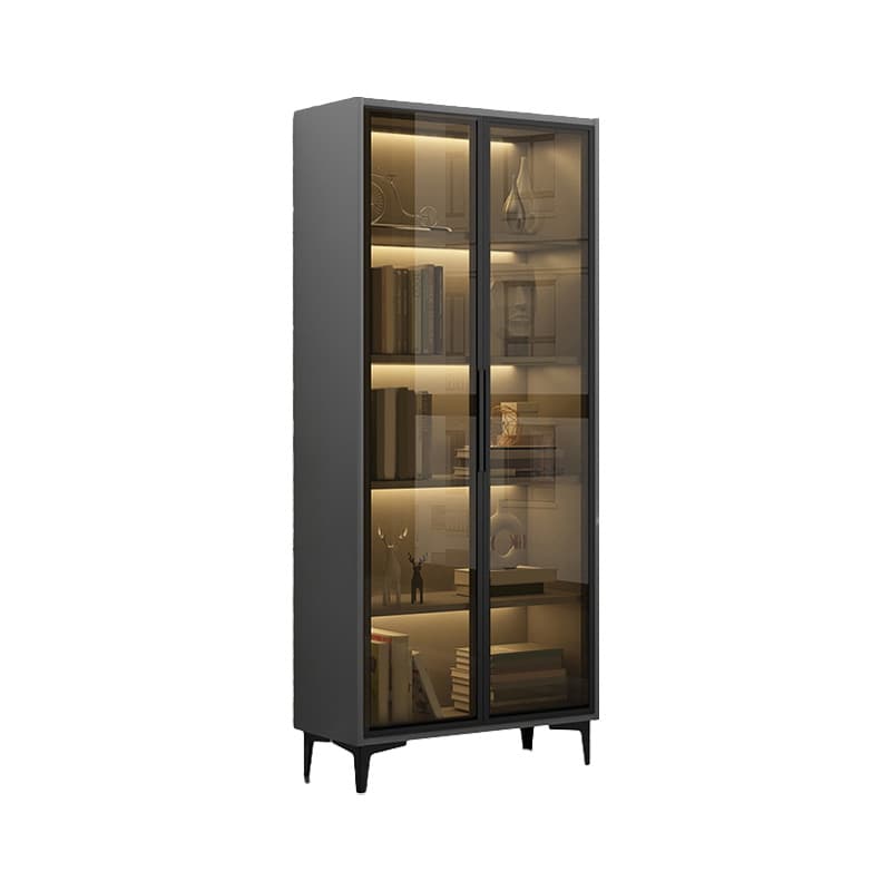Glam Rectangle Accent Cabinet with Metal Base and Wood Countertop, Glass Doors and Lighting Included - image 7