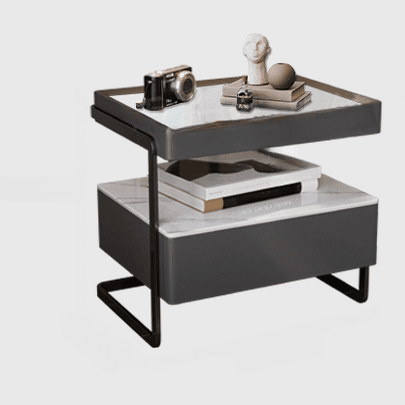 Modish Open Nightstand with 1 Drawer and Stone Countertop - image 4