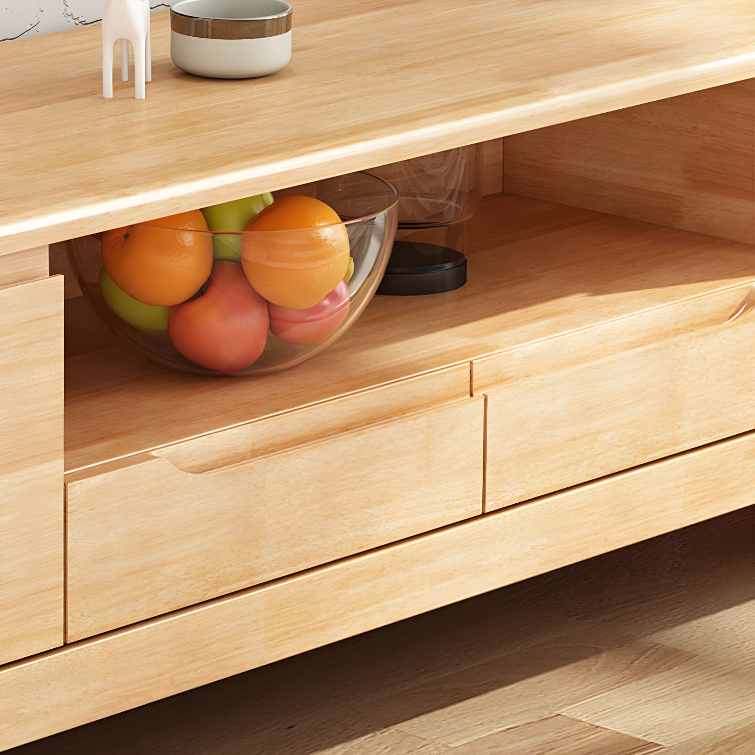 Scandinavian Open Shelf TV Console 2-Cabinet TV Stand with Soft Close Drawers - image 8
