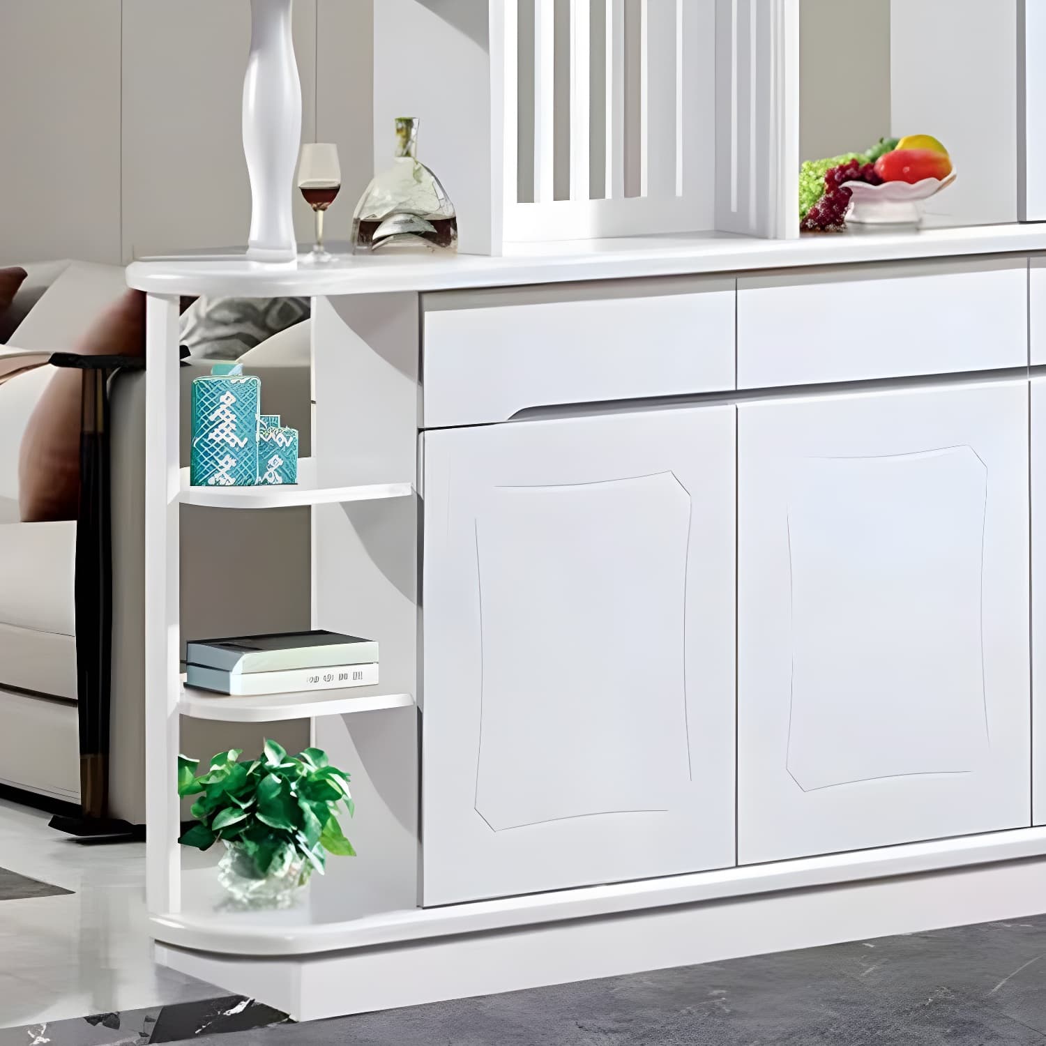 Mid-Century Modern Solid Wood Rectangle Accent Cabinet Glass Paned with Shelves - image 15