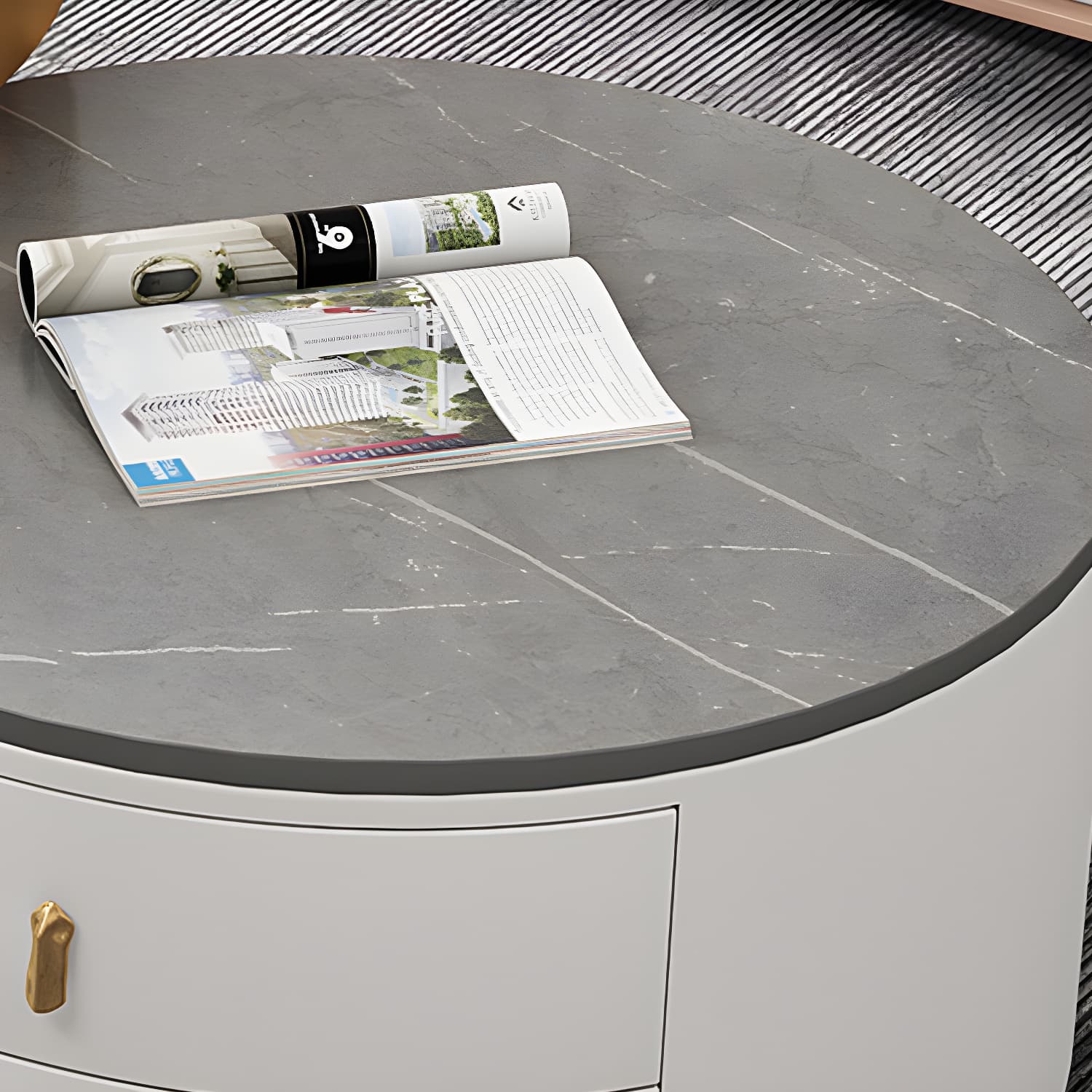 Round Nesting Coffee Table Set Frame Modern Storage Coffee Table - image 19