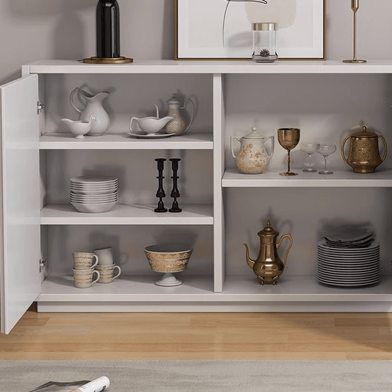 Sideboard with 3 Drawers, Cabinet, Standard Narrow Sizes, Four Internal Shelves, Wood Countertop, and 2 Doors - image 8