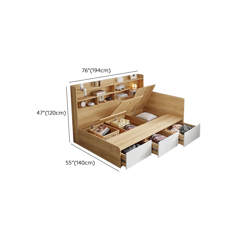 Lumber Framed Rectangle Bed with Natural Headboard for Living Room in a Modern Style - image 12