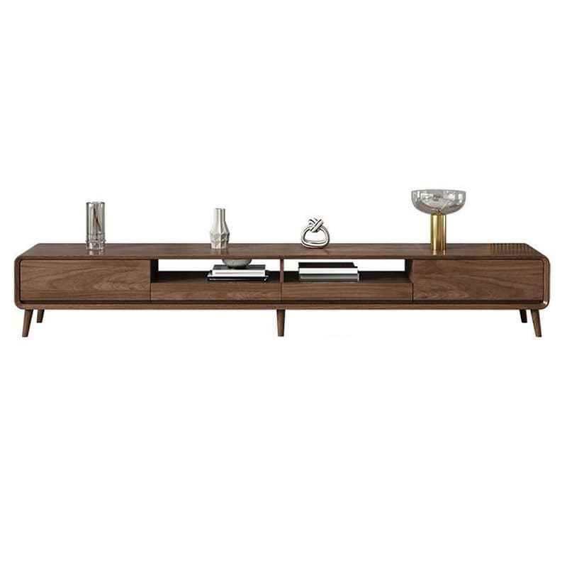 4-Drawer Modern Wood TV Stand with Open Storage and Cable Management - image 8