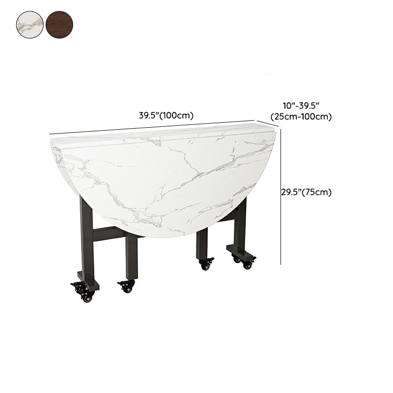 Modern Round Wood Dining Table with Drop Leaf and Extendable Mechanism - image 11
