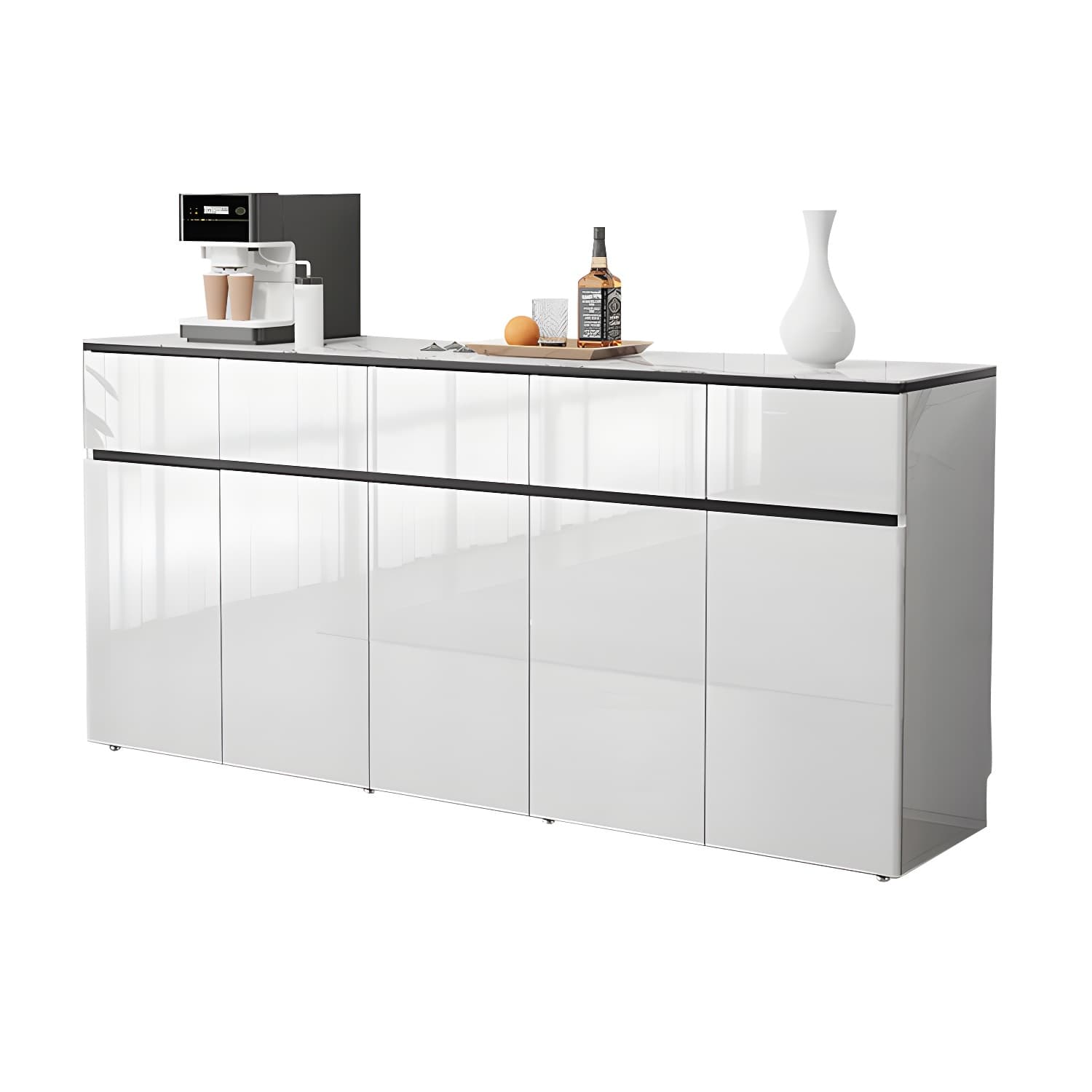 Contemporary Glass Top Sideboard Cabinet with Drawer for Living Room - image 15