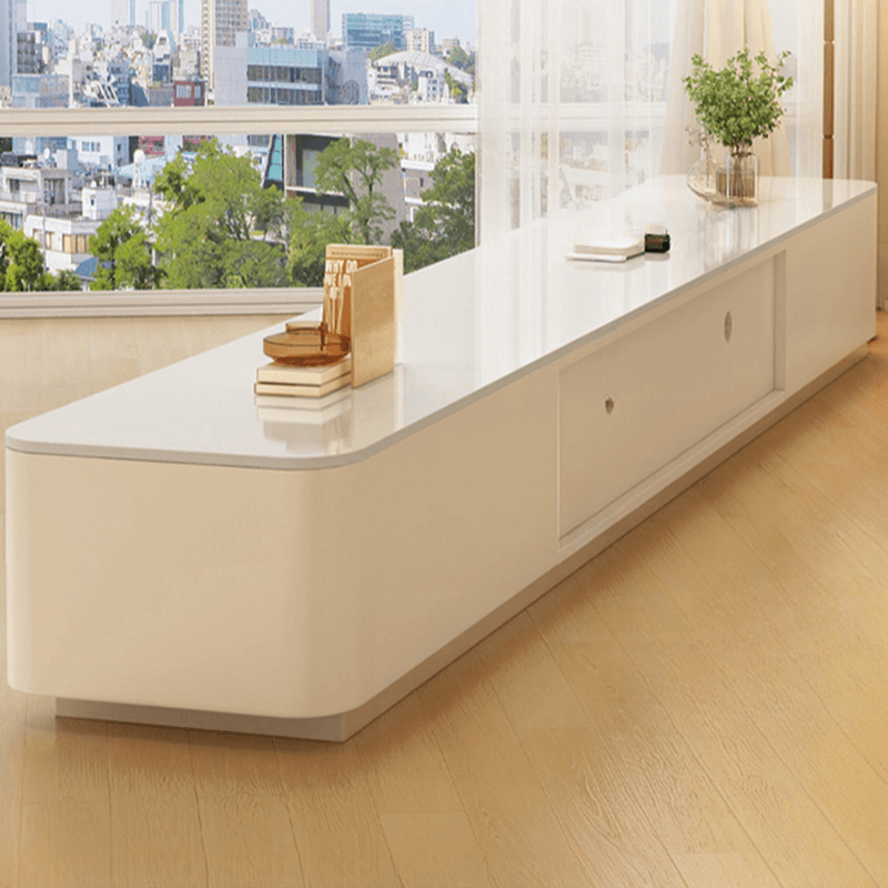 Trendy Grey/White Stone TV Stand with Multiple Drawers and Cable Management - image 4