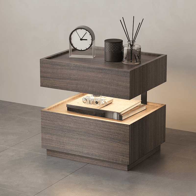 Organic Modern Nightstand With Drawer Organization with Particle Board Wood Countertop and Illuminating Lighting - image 8