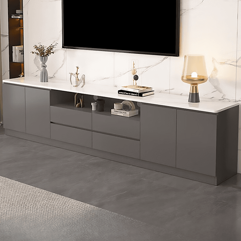 Sleek Vitreous Rectangular TV Stand with Door