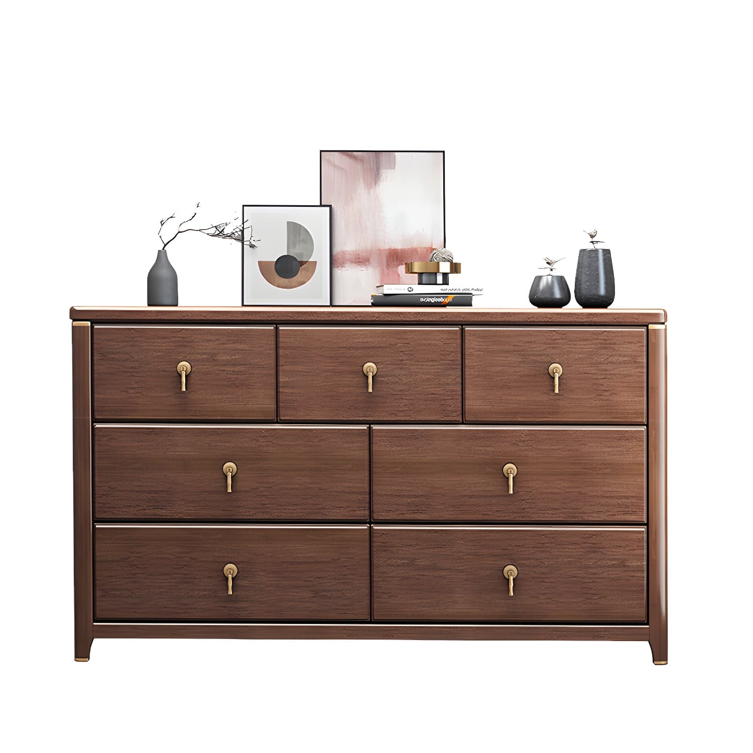 Mid Century Modern Chest Wood Rectangular Chest in Walnut Finish - image 14