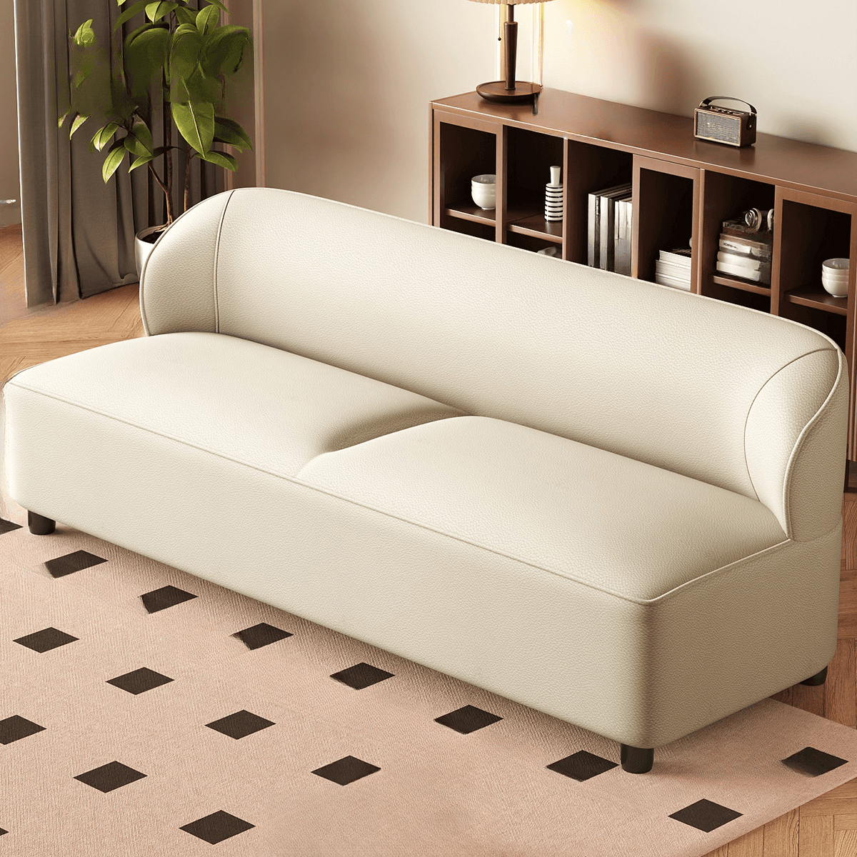 Trendy Solid Color Stain Resistant Loveseat in Emerald Green/Auburn/Beige for 2 People - image 6