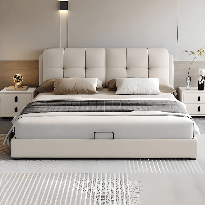 Solid Color Stitch-tufted Panel Bed for Bedroom