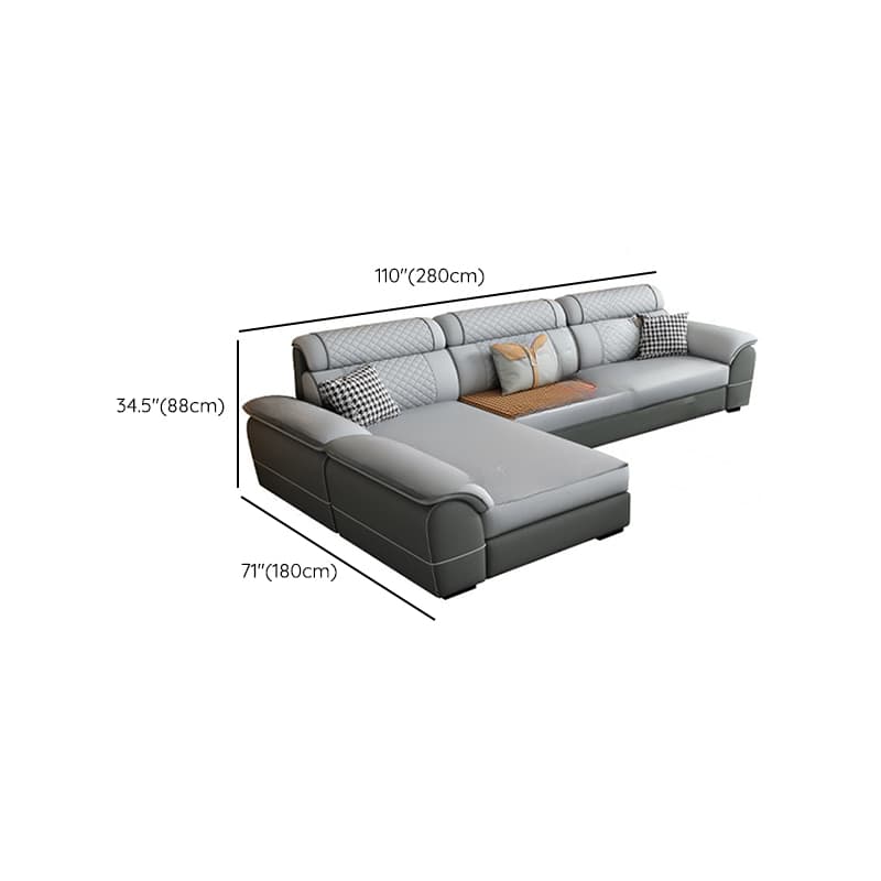 Modern Simple Style Straight/L-Shape Horizontal/Reversible Sofa Couch/Sofa Chaise in Grey with Water-resistant and Pillow Top Arm, 2-piece/3 Pc - image 21