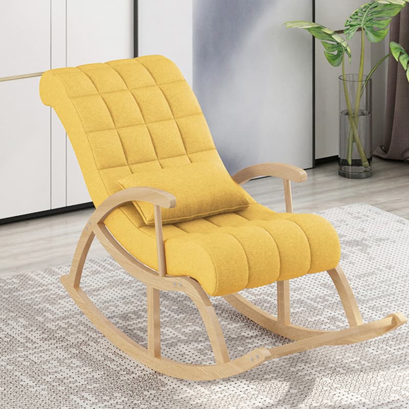 Stylish Contemporary Fabric Rocking Chair with Natural Wood Legs - image 13