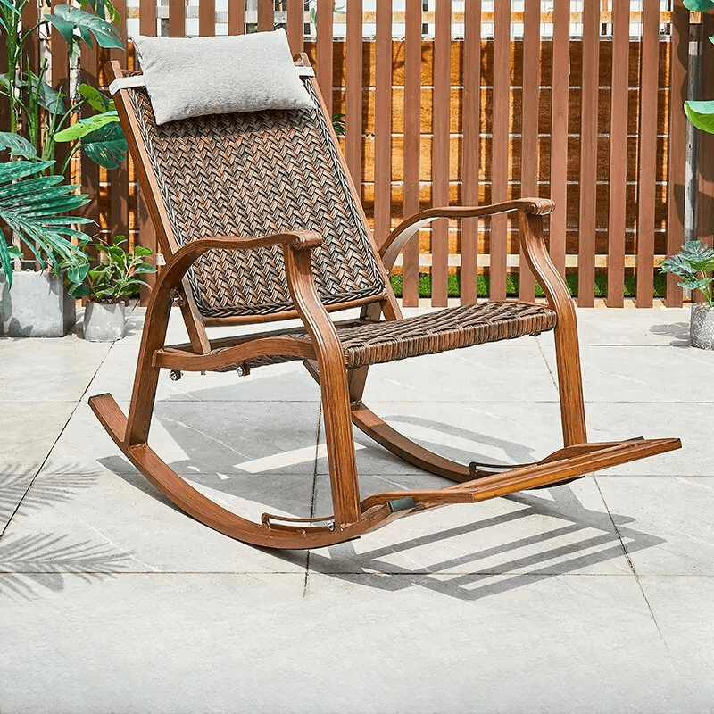 Cocoa Craftsman Wicker Front Porch Rocking Chairs with Separable Pillowcase - image 16
