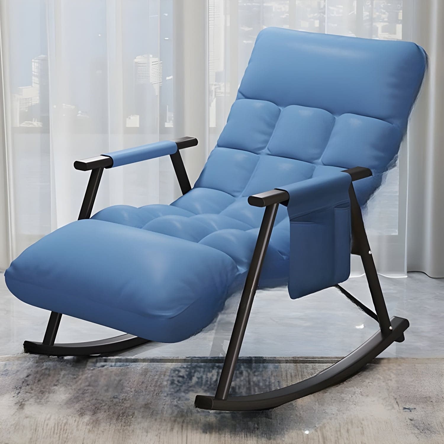Modern Indoor Rocking Chair Upholstered, Tufted and Custom Fit with slipcover, Metal Legs - image 3
