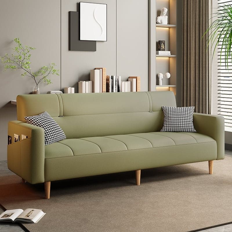 Trendy Solid Color Scratch-immune Convertible Sofa in Grey/Beige/Ecru with Arm, 4-seater/2 People/Seats 3, and 2 Pillows - image 3