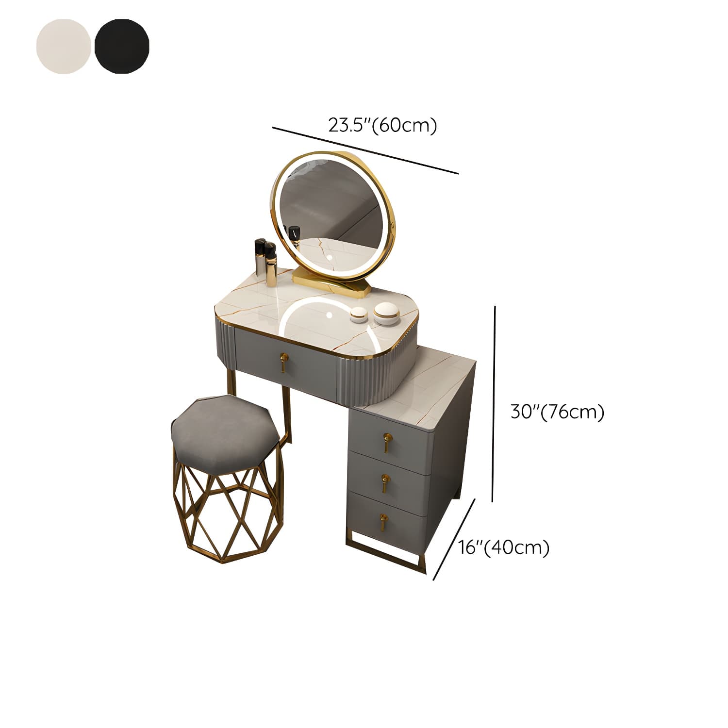 Contemporary Makeup Vanity Desk Table 29.9" H Bedroom Makeup Counter - image 29
