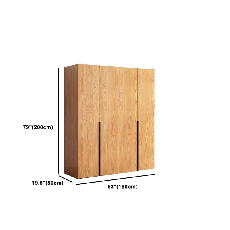 Natural Wood Freestanding Wardrobe Closet with Natural Doors - image 13