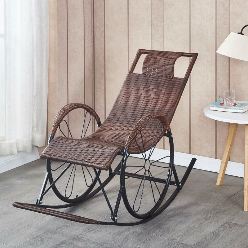 Ergonomic Wicker Front Porch Rocking Chairs with Rear Back, Stationary - image 20