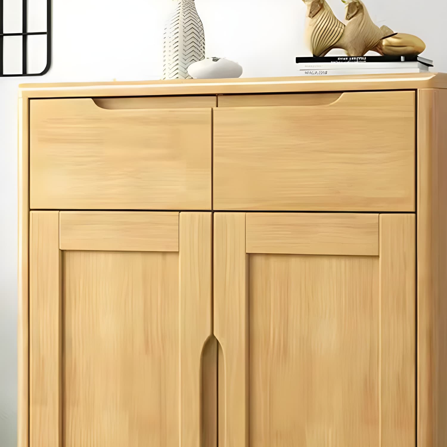 Mid-Century Cabinet with 2 Doors and 2 Drawers in Rubberwood - image 8