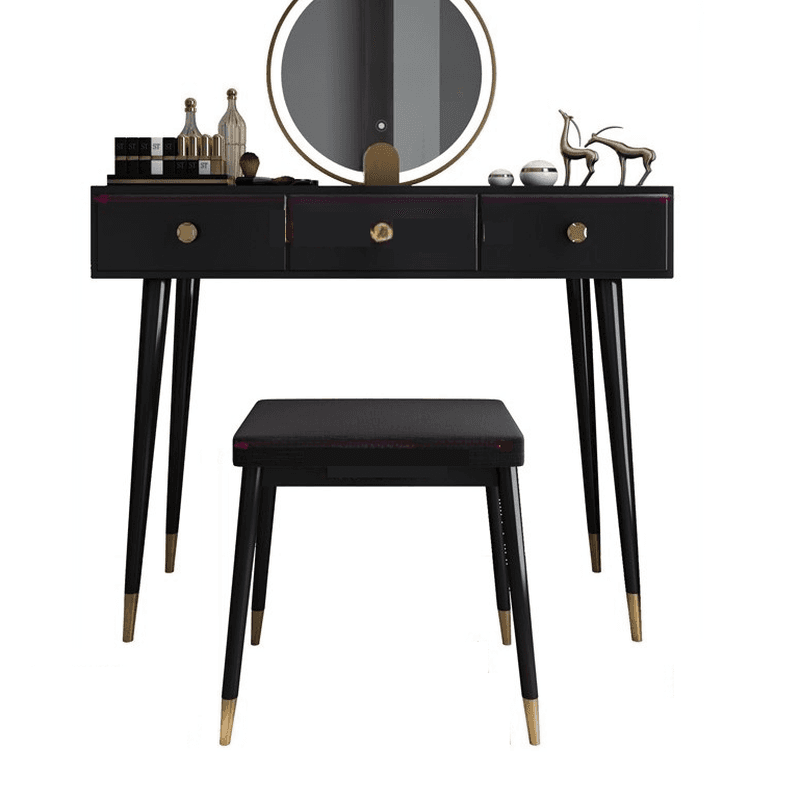 Modish Standard/Small Makeup Vanity with Solid+Engineered Wood Table Top and 3/2 Drawers - image 7