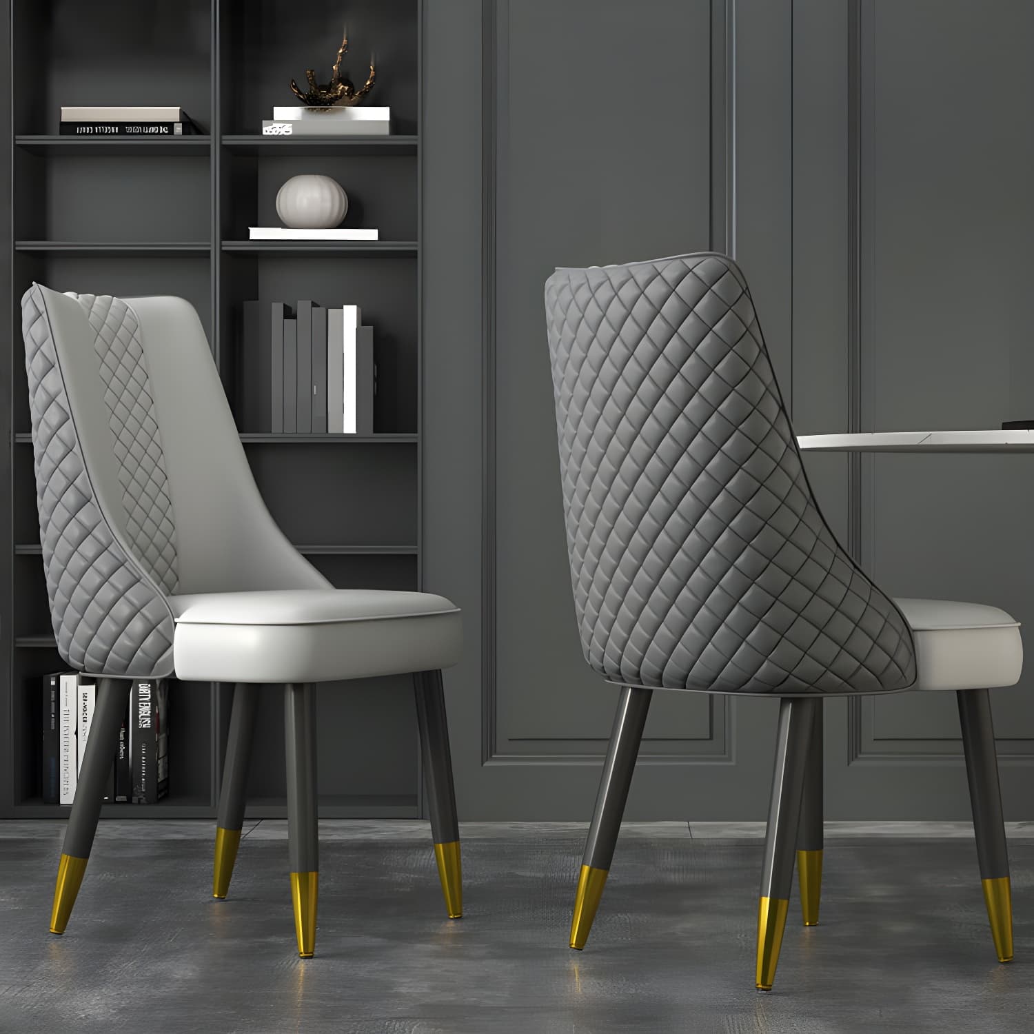 Industrial Style Dining Chairs Faux Leather Kitchen Chairs with Wood Legs - image 17