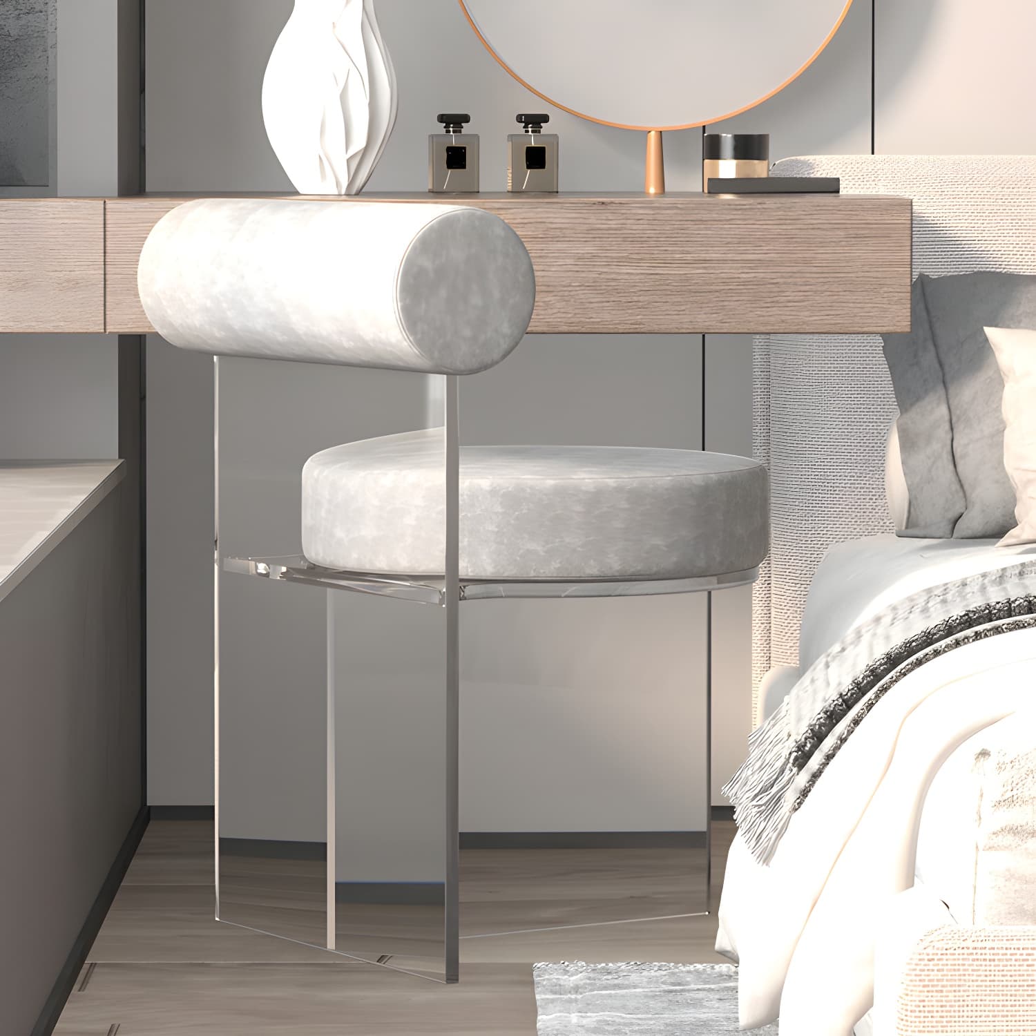 Modern Clear Leg Side Chair with Solid Back and Low Back Heights for Kitchen & Dining - image 20