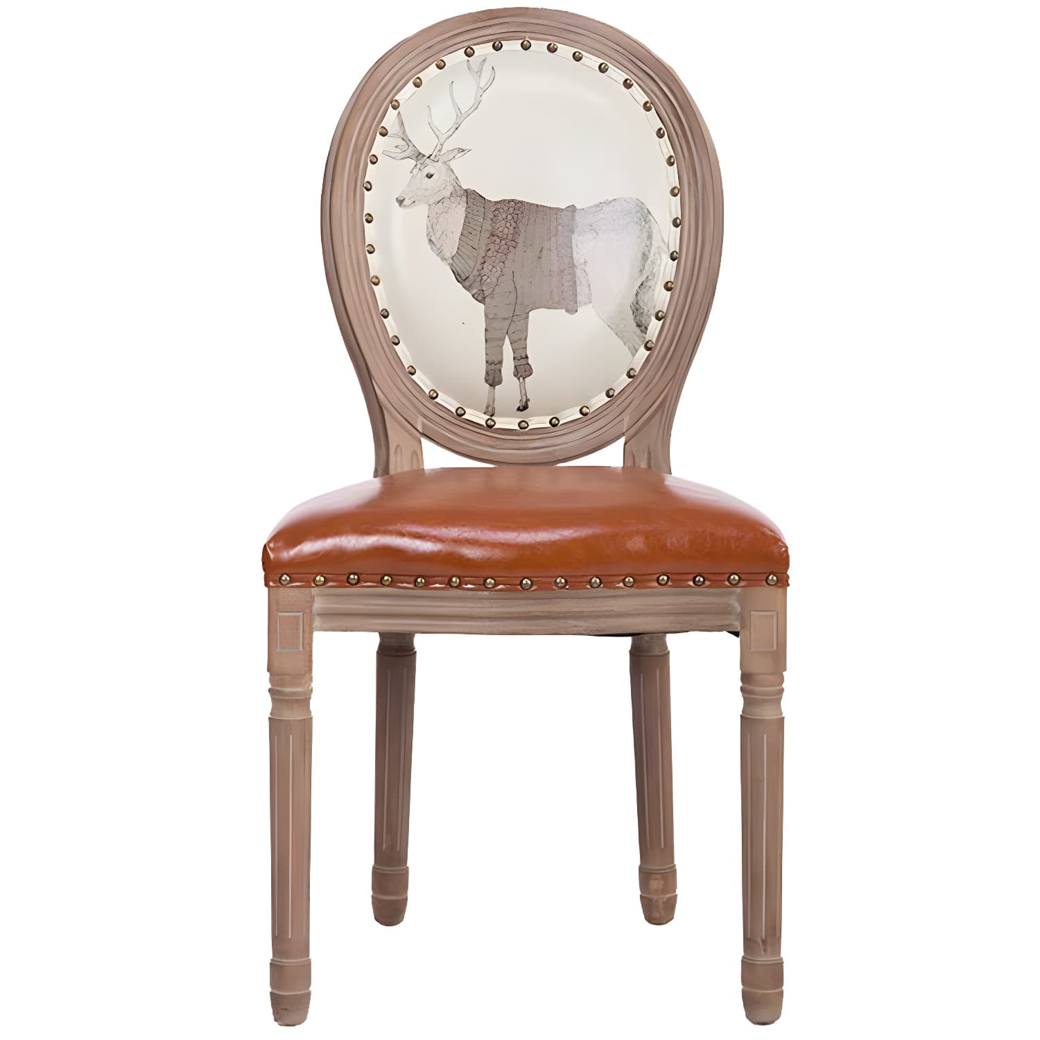 Solid Wood Country Style Dining Room Chair Matte Finish King Louis Back Side Chair