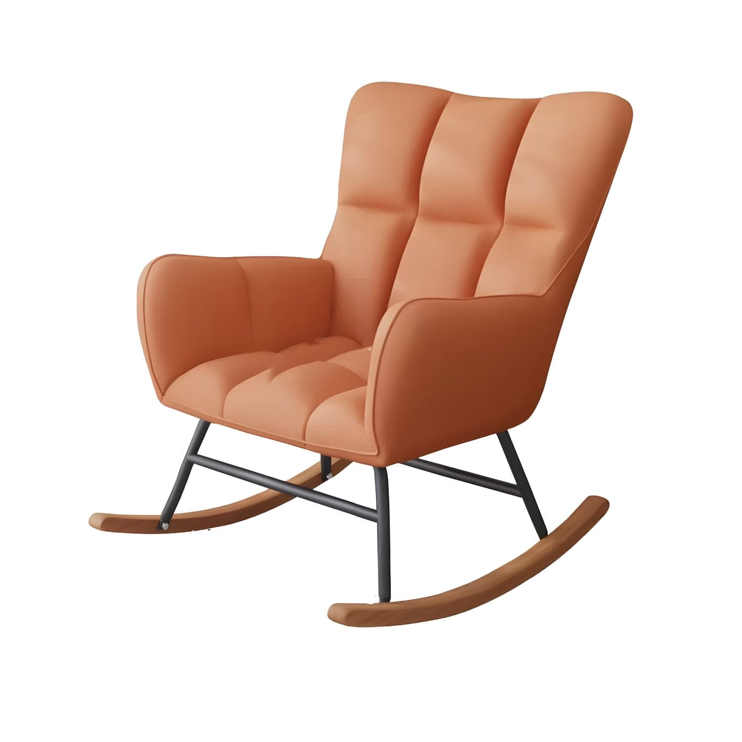 Modern Upholstered Rocking Chair for Comfort and Style - Brown Metal Legs and Track Arms - image 8