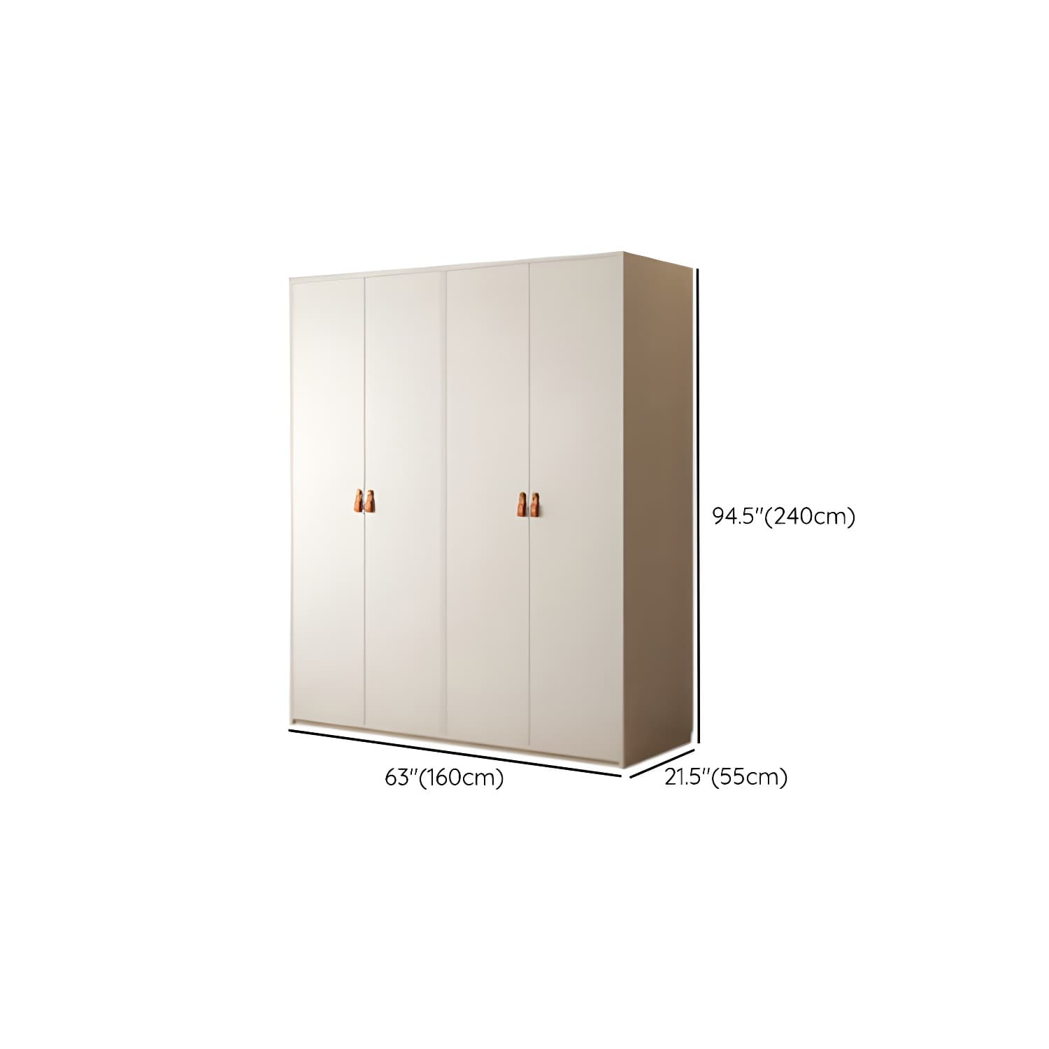 Modern White Wardrobe Cabinet Engineered Wood Wardrobe with Garment Rod - image 17