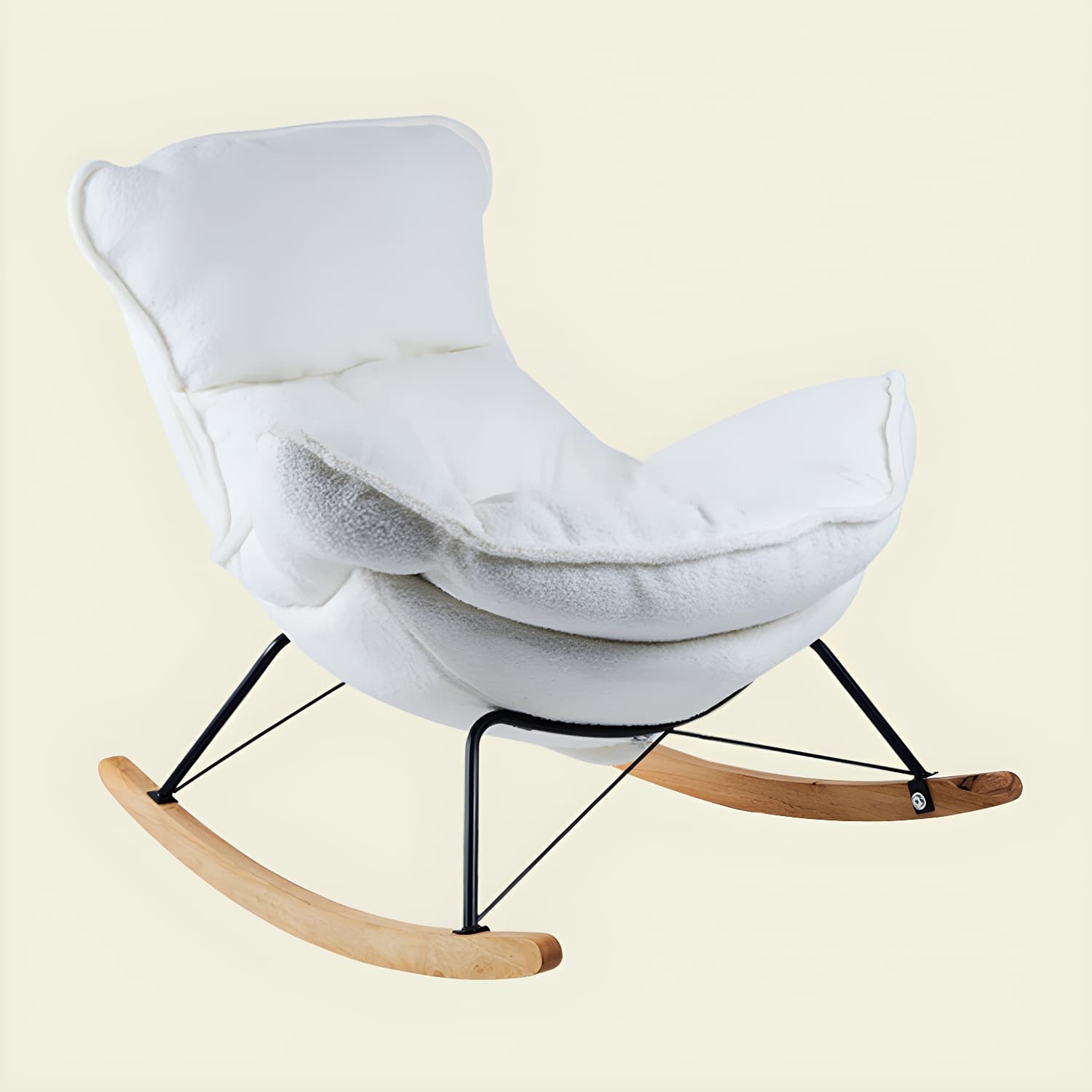 Contemporary Rocking Chair Fabric Upholstered Tufted Wing Chair Back Baby Rocking Chair - image 8