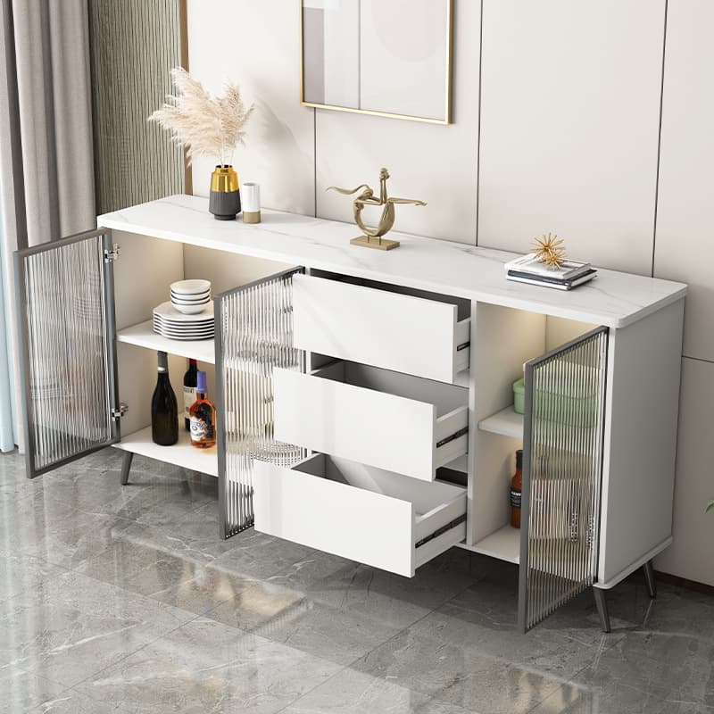 Sintered Stone Standard Ground Sideboard with Glass Doors, 3 Drawers & 1 Shelf - image 4