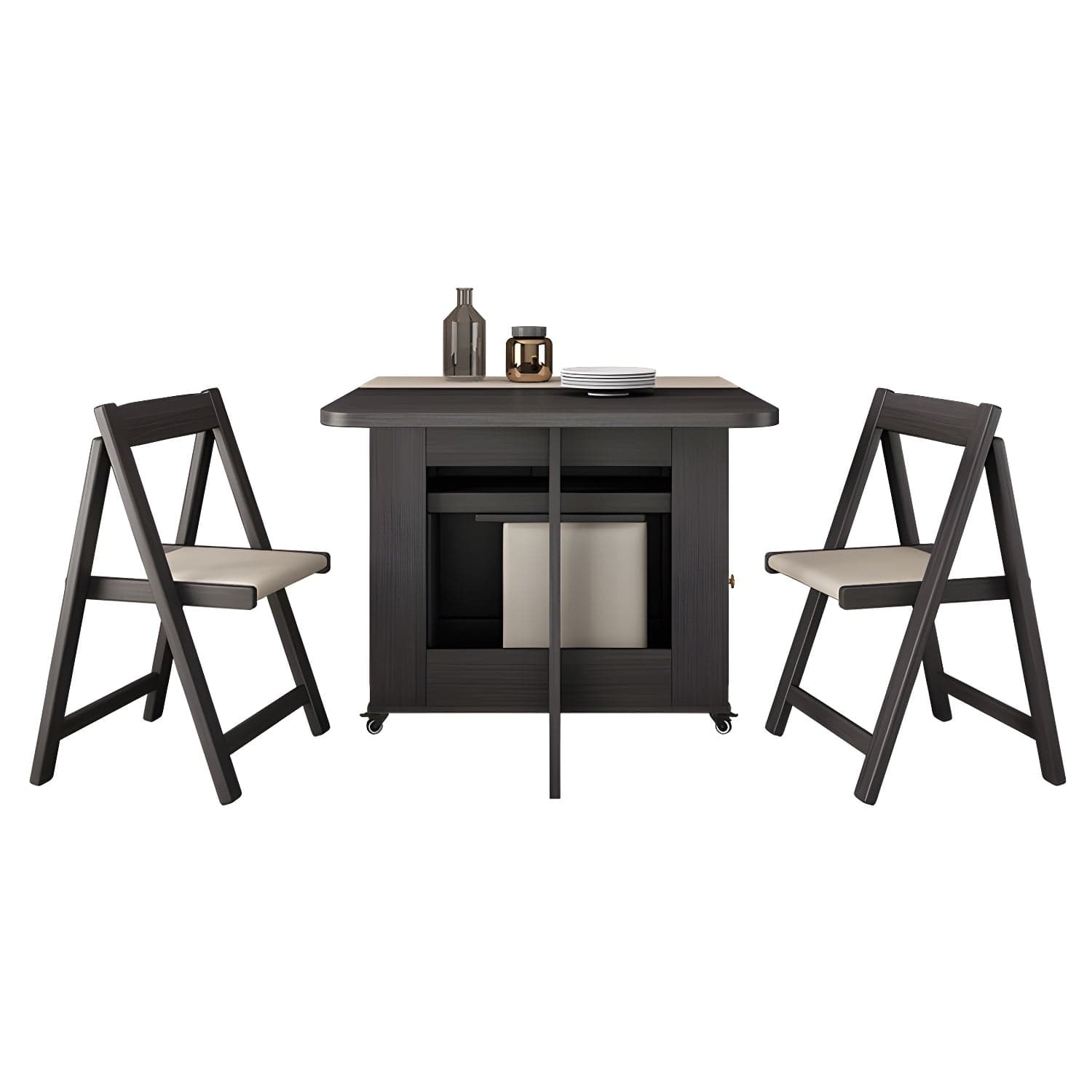 3/5/7 Pieces Modern Folding Solid Wood Multi Purpose Dining Set for Home - image 3