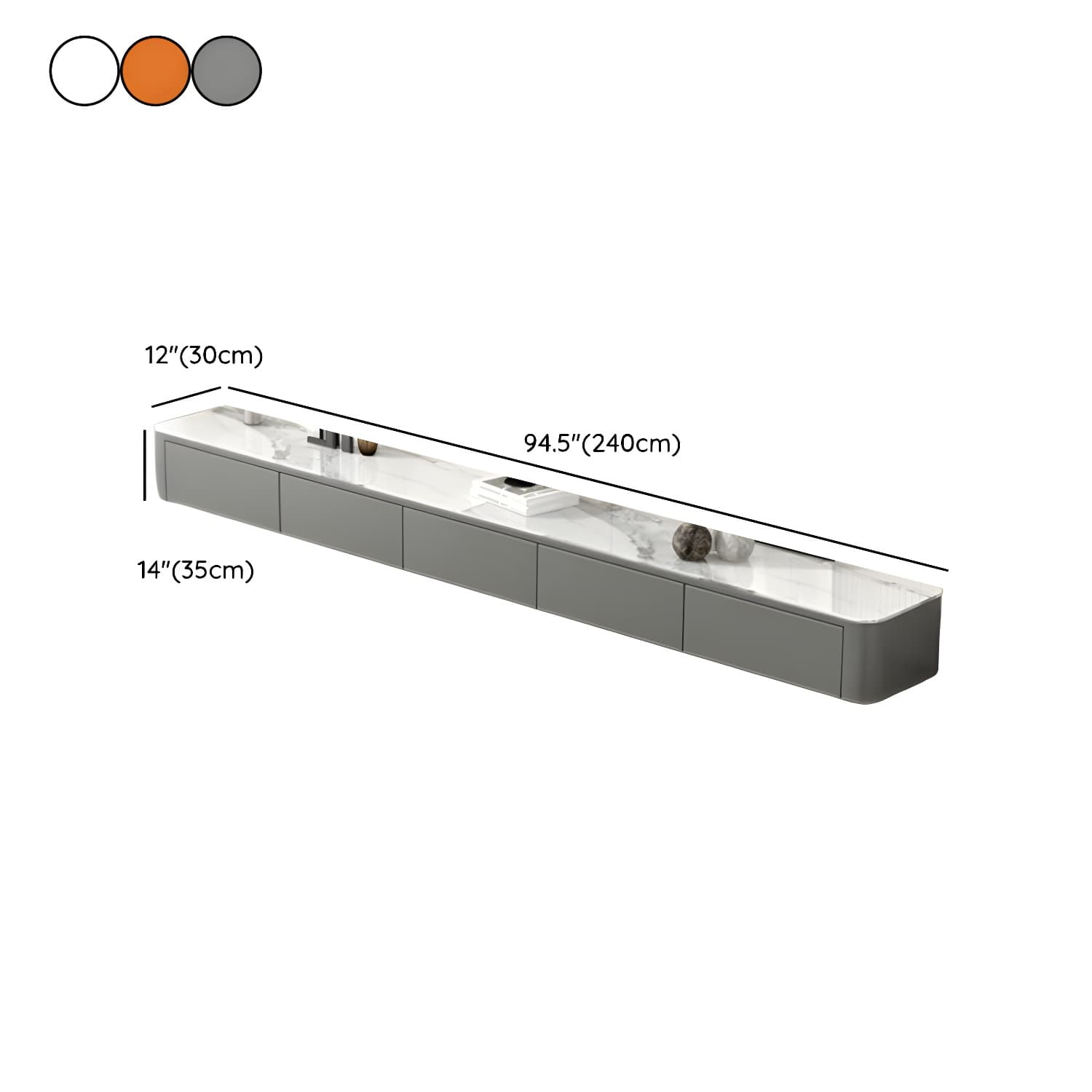 Stone Low TV Stand with Soft-close Drawers and Cable Management - image 20