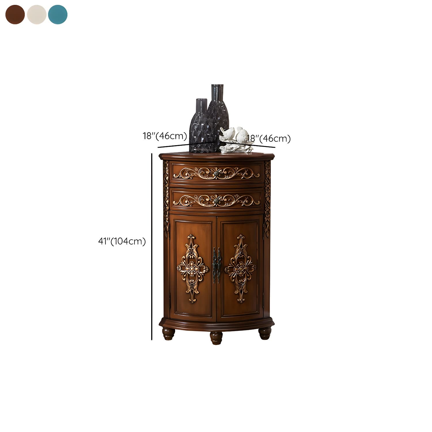 Traditional Bar Pulls Solid Wood Corner Accent Cabinet with Doors - image 15