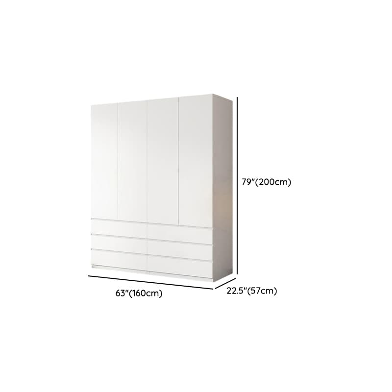 White Contemporary Alloy Cabinet Armoire with 3/6/9 Drawers, Flexible Shelf, and Hanging Rod - image 13