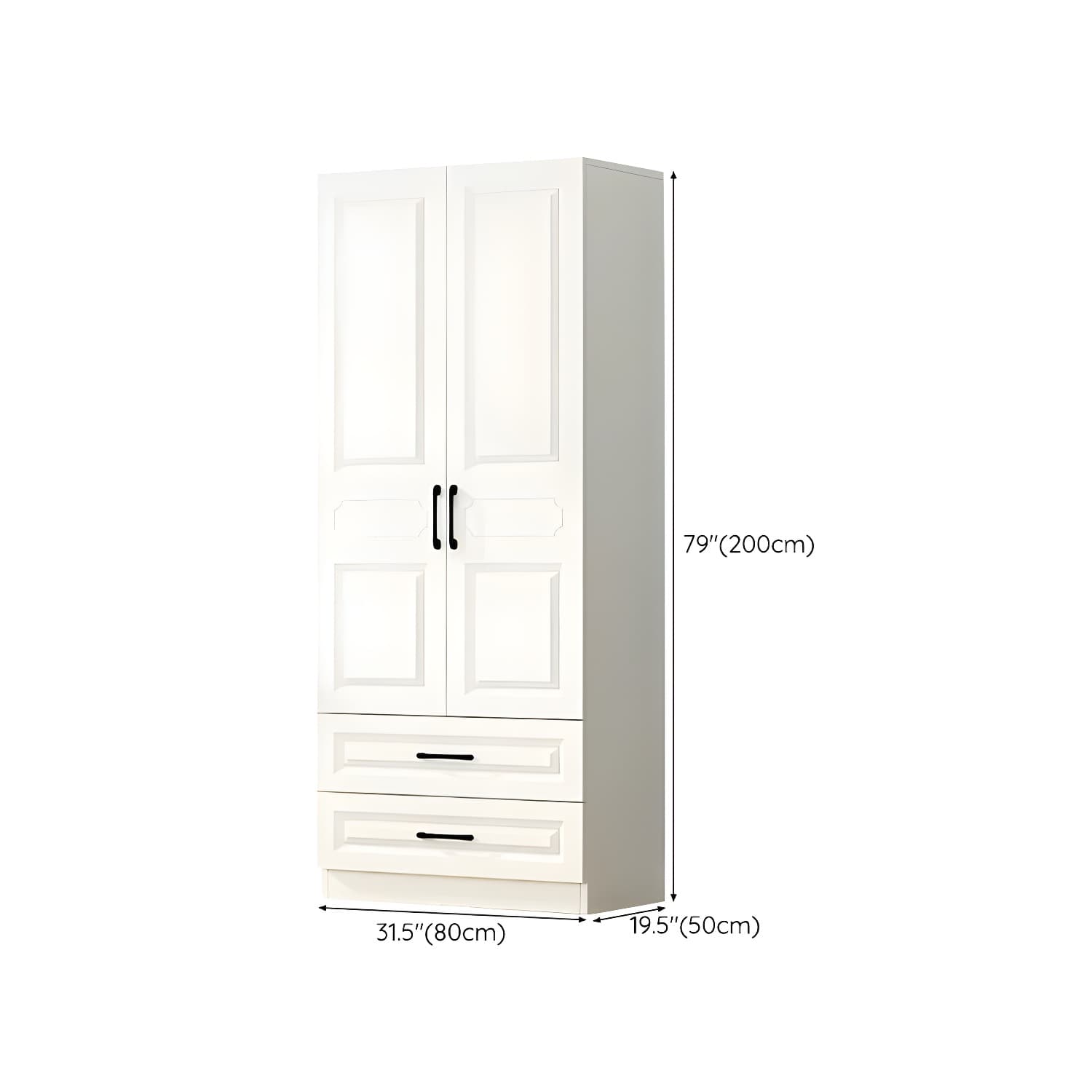 White Modern Wood Wardrobe Armoire with Clothing Rod and Shelves - image 11