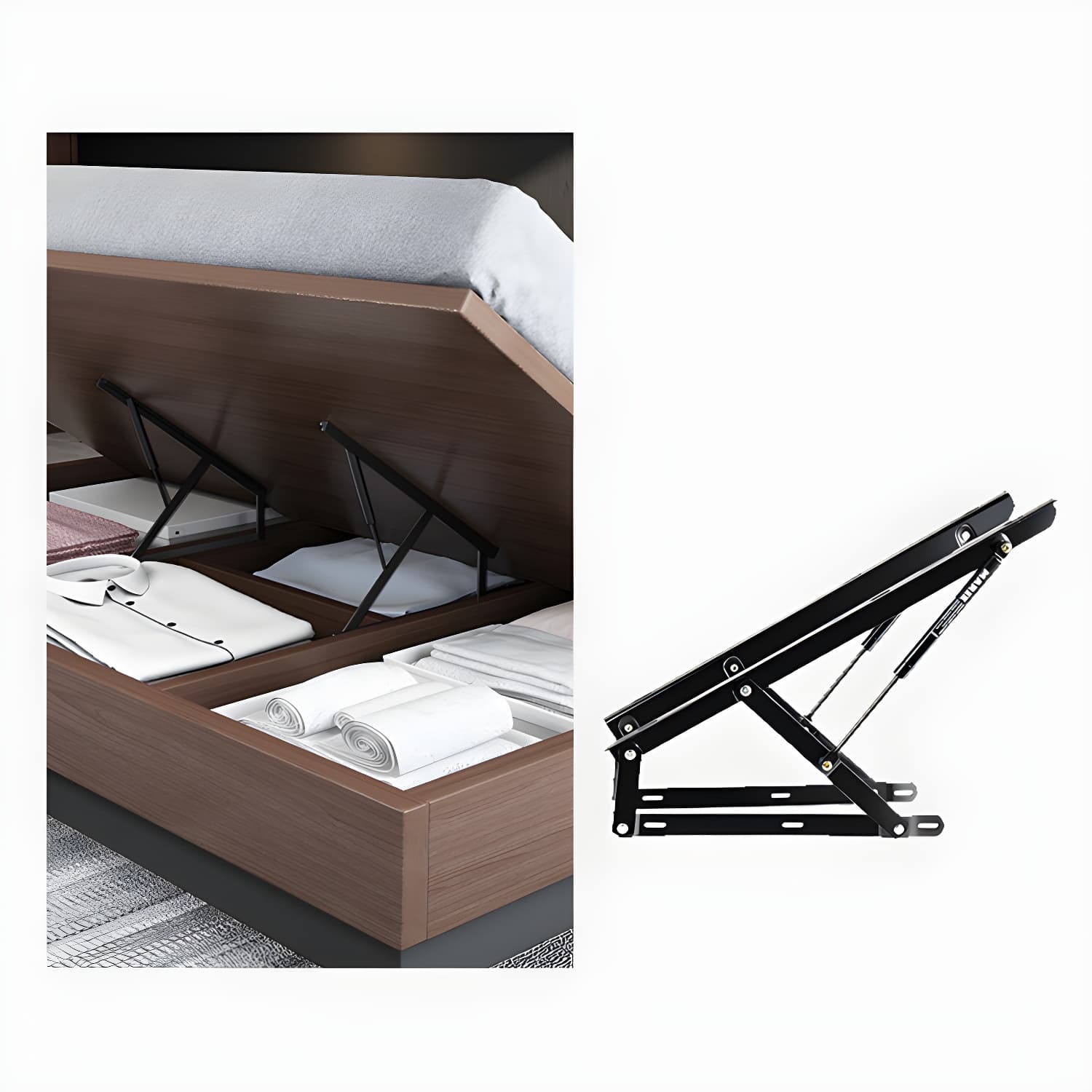 Lift Up Storage Platform Bed Contemporary Platform Bed Frame with Headboard - image 9