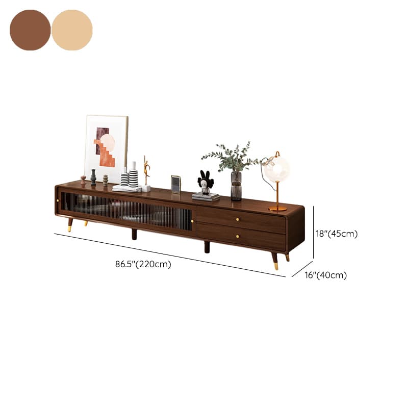 Scandinavian Style Low Height Wood TV Stand With 2 Drawers and Cabinet, Size 15.7'' x 17.7'' - image 15