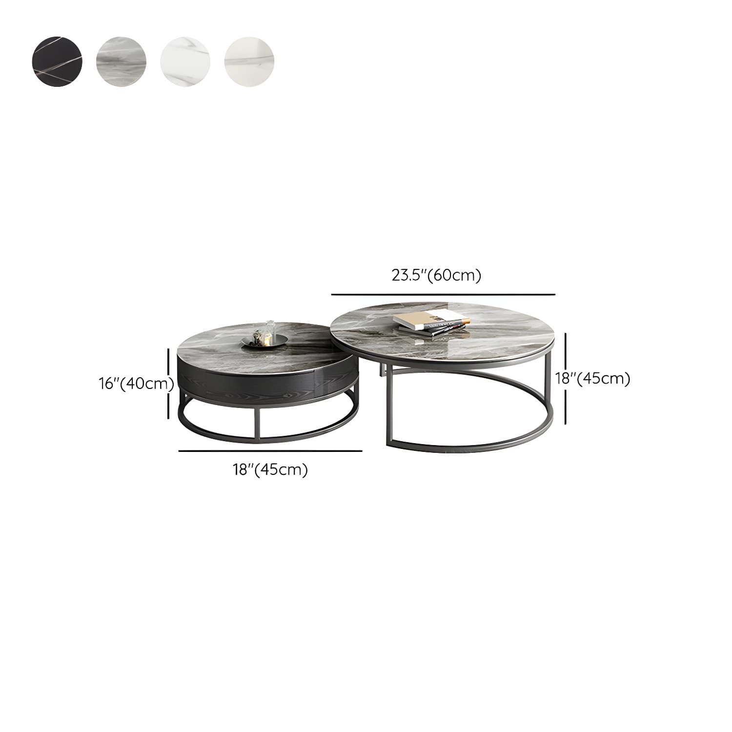 Slate Coffee Table Slate Nesting Coffee Table Set with Storage Drawer - image 15