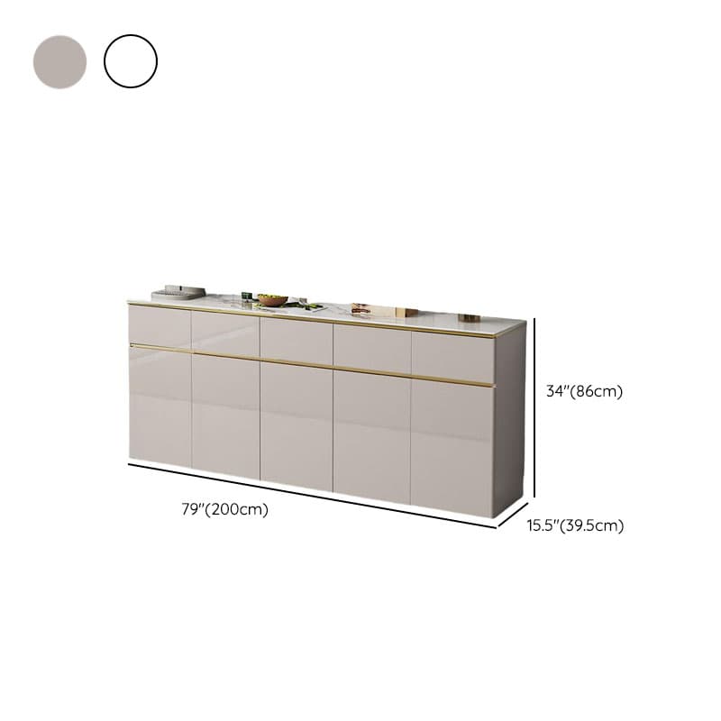 Elegant Standalone Sideboard with 5 Drawers, 5 Doors, and Faux Marble Countertop - image 14