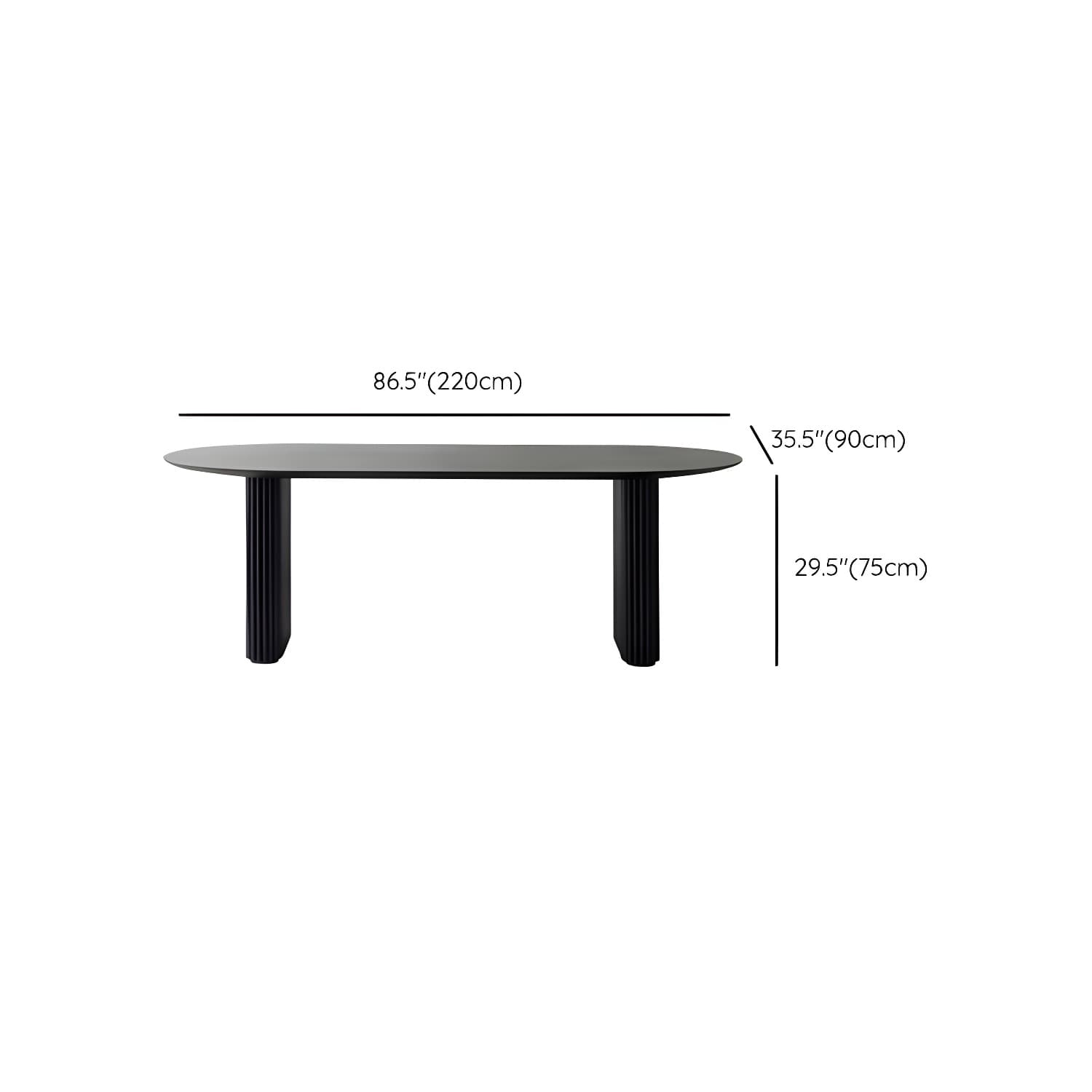 Modern Oval Dining Table Black Wooden Dinner Table for Dining Room - image 16