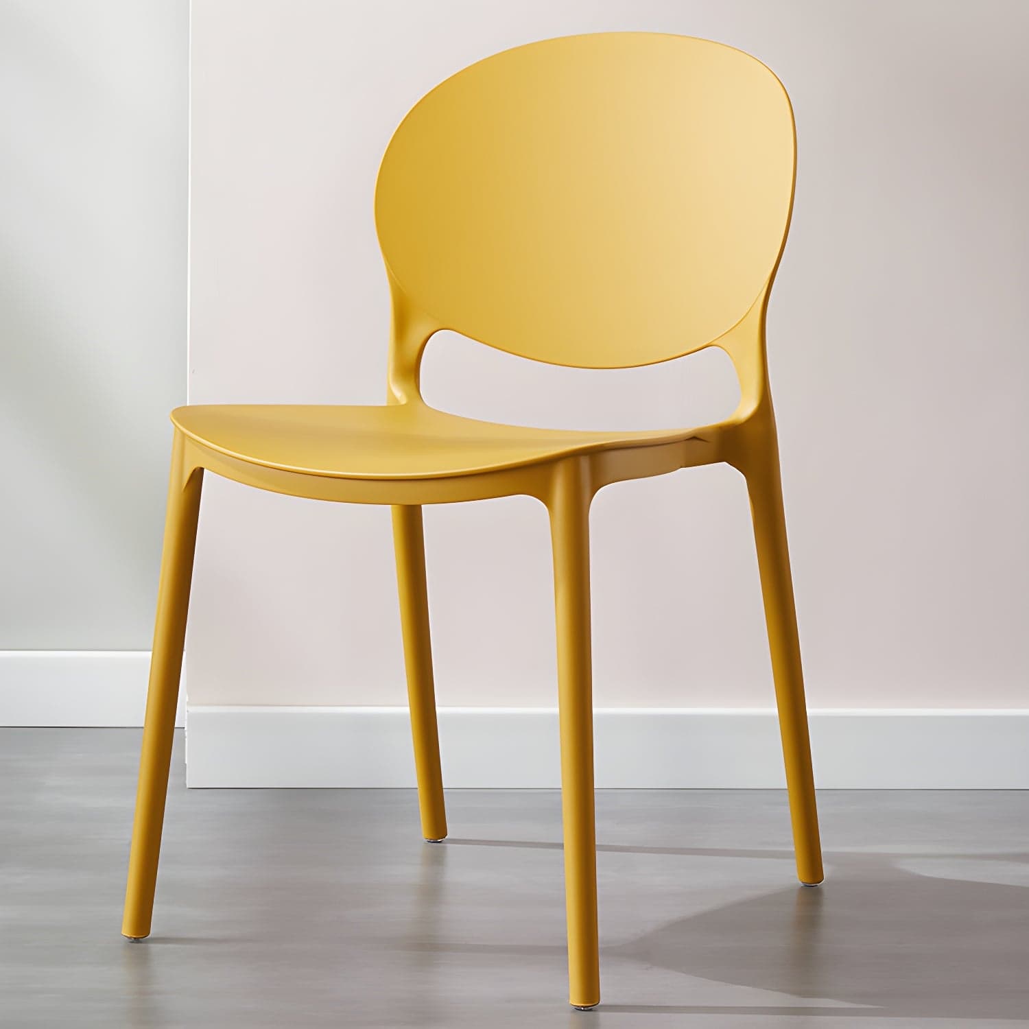 Scandinavian Armless Dining Chairs Stackable Plastic Open Back Side Chair - image 8