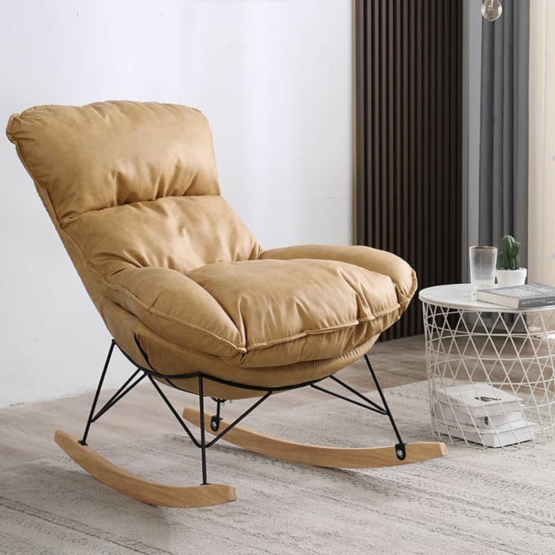 Stationary Rocker for Nursery Natural Wood Finish with Ottoman and Rear - image 10
