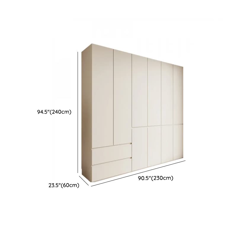 White Minimalist Manufactured Wood Independent Wardrobe Closet with Soft Close Drawer, Soft Close Door, and Interior Shelves - image 26
