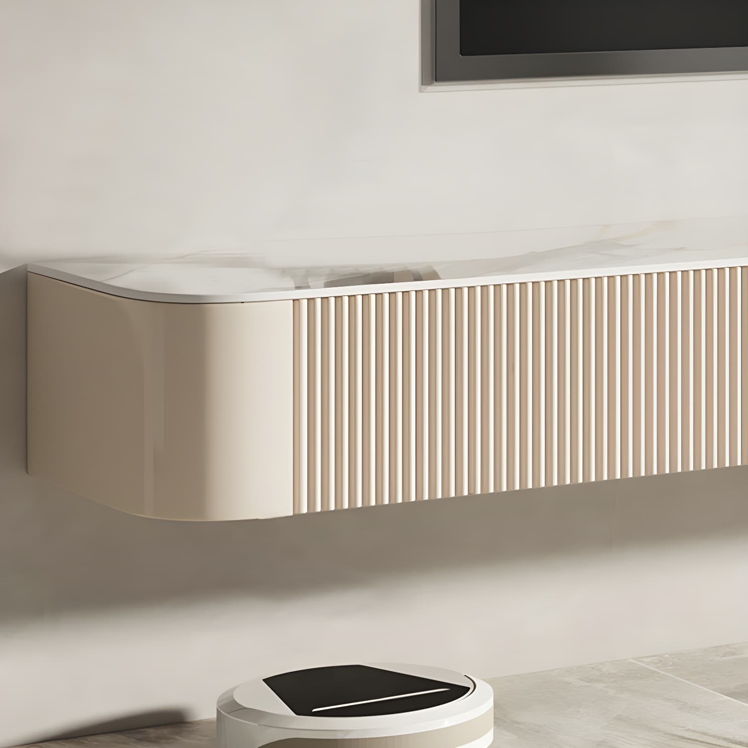 Enclosed Storage Stand Console Floating TV Media Console with Drawers - image 8