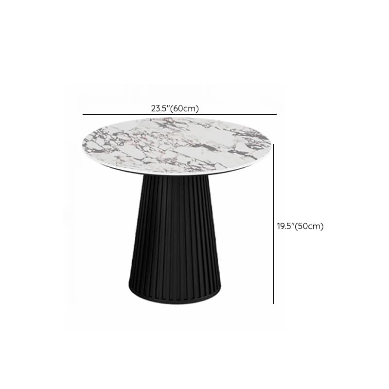 Scratch-repellent White Sintered Stone Rounded 1 Tier Single/Nested Side Table with Single Pedestal Base for Indoor Use - image 17