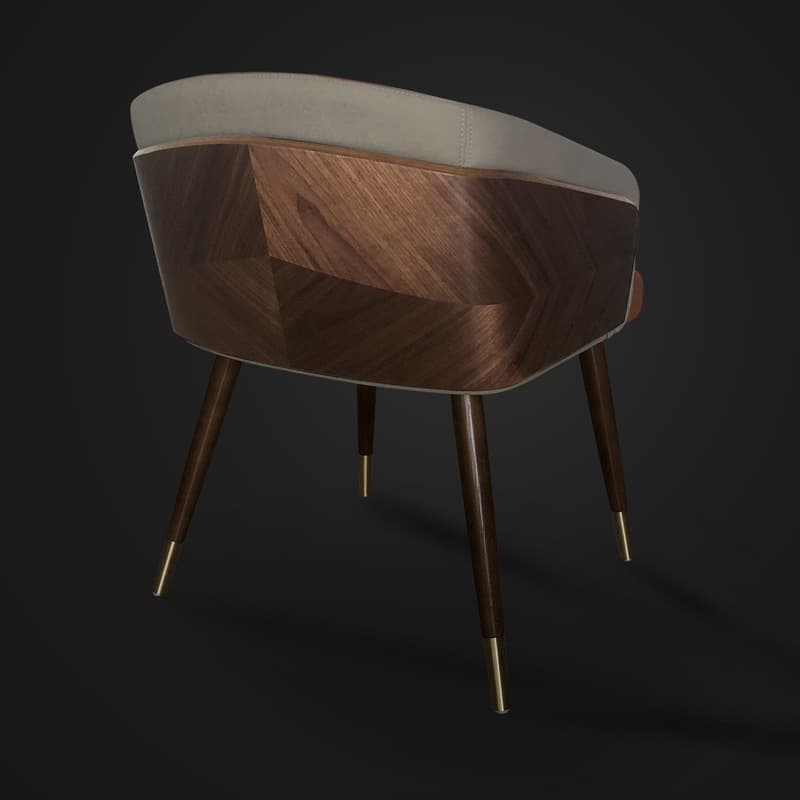 Bordered Reliable Upholstered Arm Chair with Solid Back and Wooden Legs for Dinette in a Lavish Style - image 12